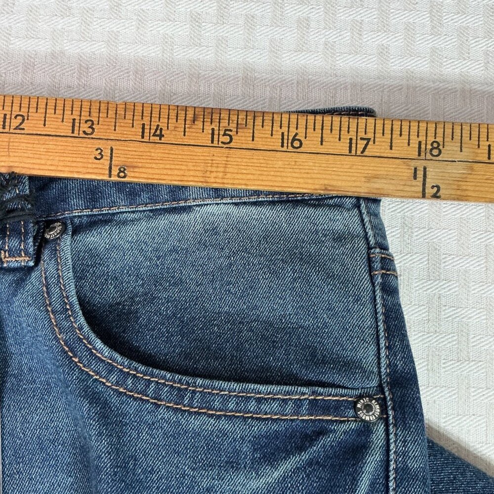 Almost Famous Womens Size 13 Blue Mid-Rise Bootcut Jeans Denim Distressed Look - Picture 7 of 11